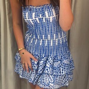 Blue and White Mini Dress Small